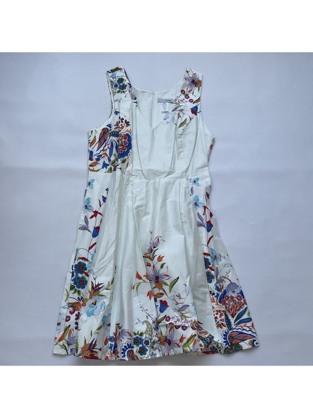 Eva Rose Women’s V-neck Retro Vintage Printed Dress Sleeveless In White Size 1X